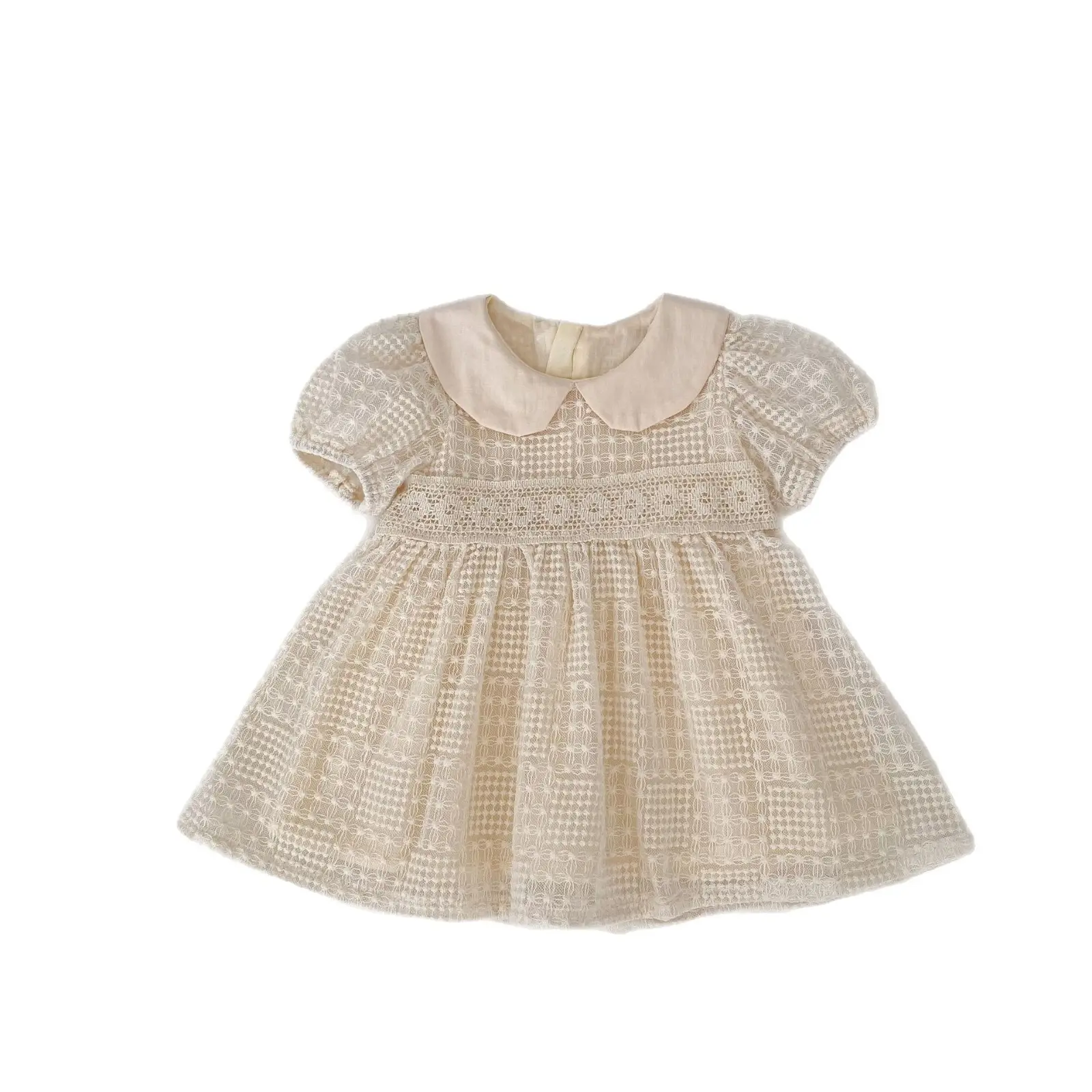 2025 Summer New Cotton Baby Girl Dress with Doll Collar Embroidered One Year Old Princess Dress for Girls