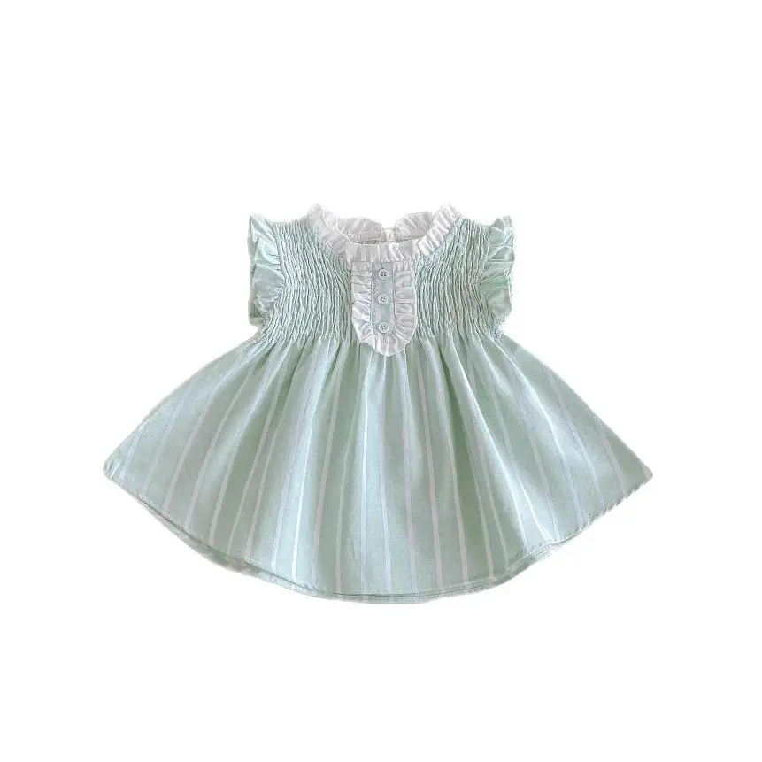 New Children's Clothing 2025 Summer Girls' Vertical Stripe Dress Korean Version Baby Fashion Princess Skirt
