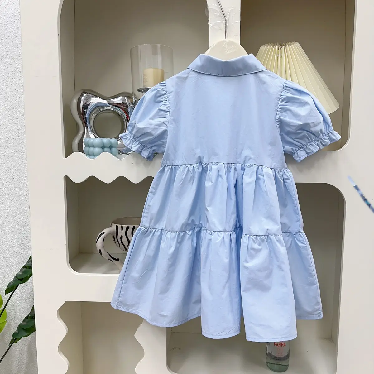 New 2025 Korean Version Dress for Girls Summer New Item Three-dimensional Flower Short Sleeved Shirt for Little Girls Dress