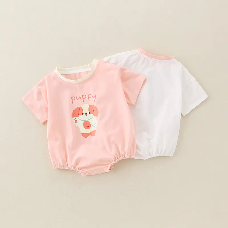 Summer Clothing for Baby Girls, Class A Pure Cotton New Summer Thin Short Sleeved Clothes Crawling Clothes, Children's Clothing