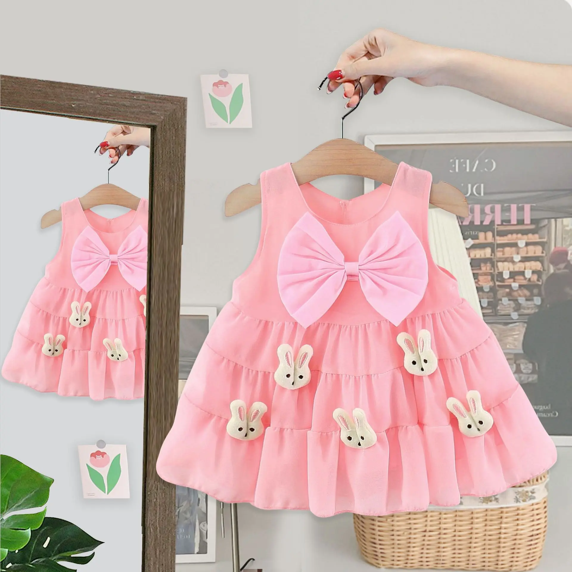 Infant Sleeveless Dress 2025 Summer Collection Cute Cartoon Graphics - Lightweight & Trendy Girls' Backstrap Baby Tutu Dress
