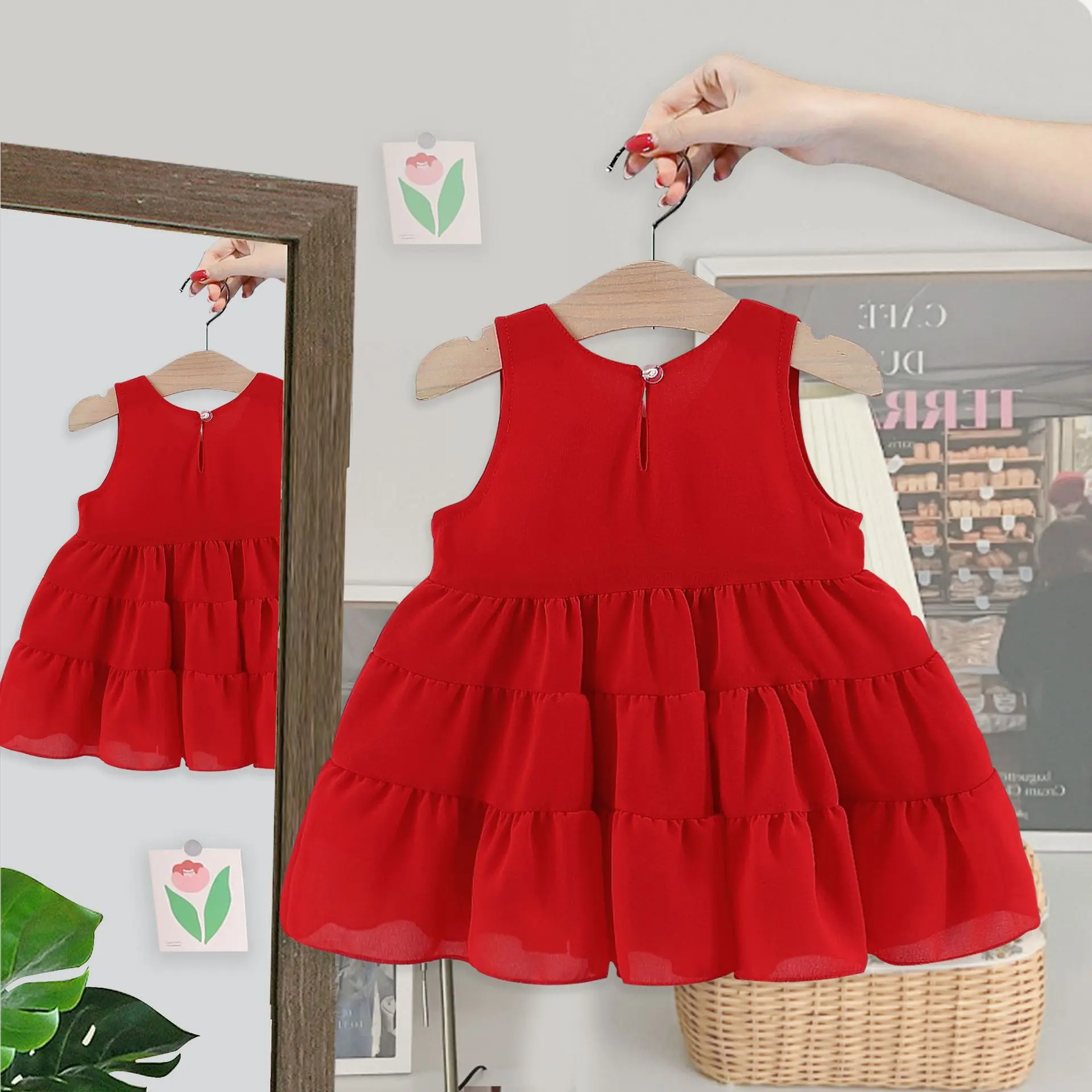 Infant Sleeveless Dress 2025 Summer Collection Cute Cartoon Graphics - Lightweight & Trendy Girls' Backstrap Baby Tutu Dress
