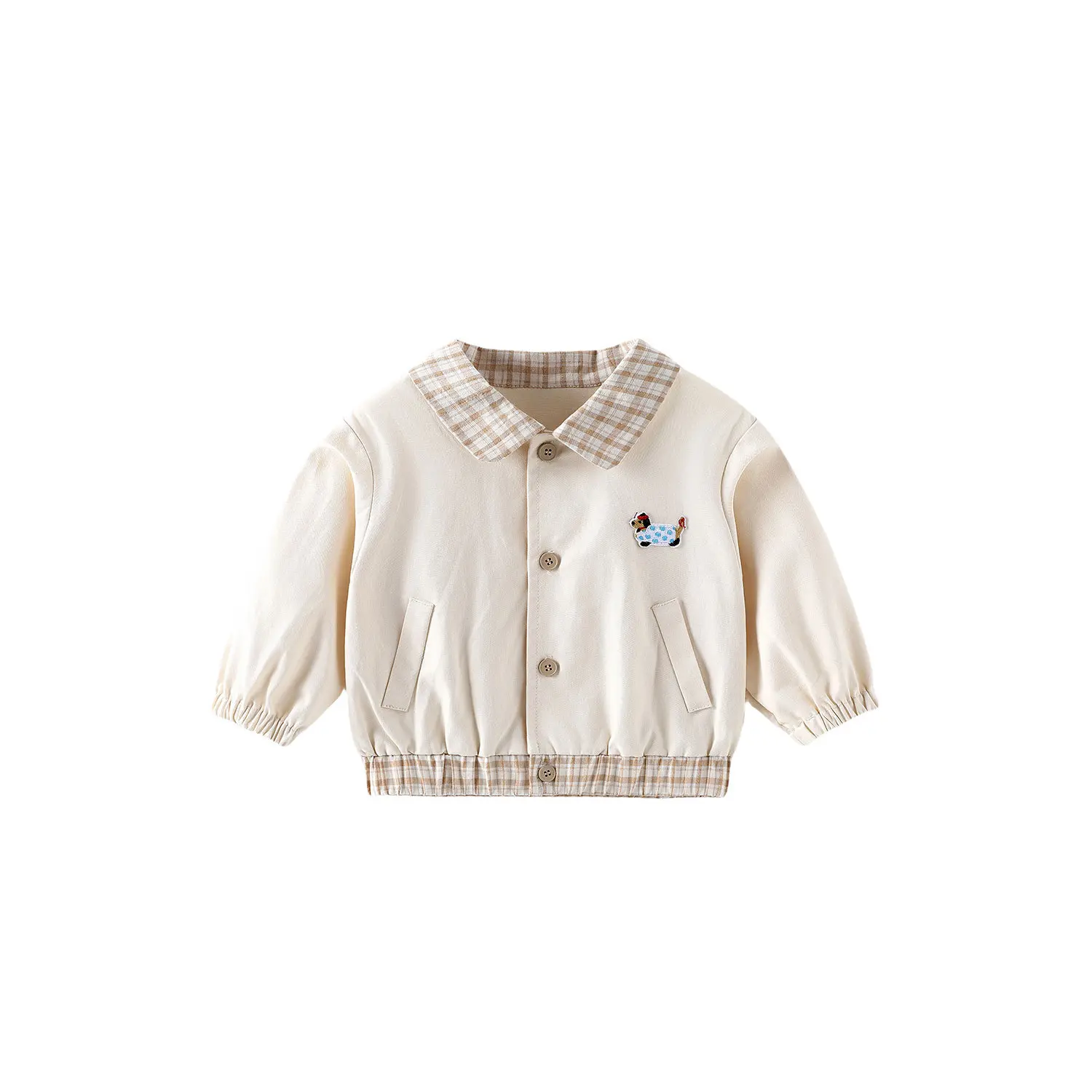 Children's Labeling Coat 2025 New Autumn Boys' Korean Edition Splicing Grid Baseball Jacket Trendy Baby Fashion Autumn Dress