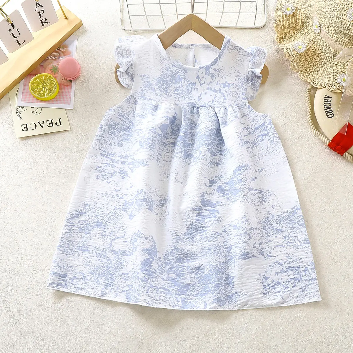 Girls' Summer Dress Chinese Style Flower A-line Western Style Princess Fluffy Children's Dress Floral Floral Middle