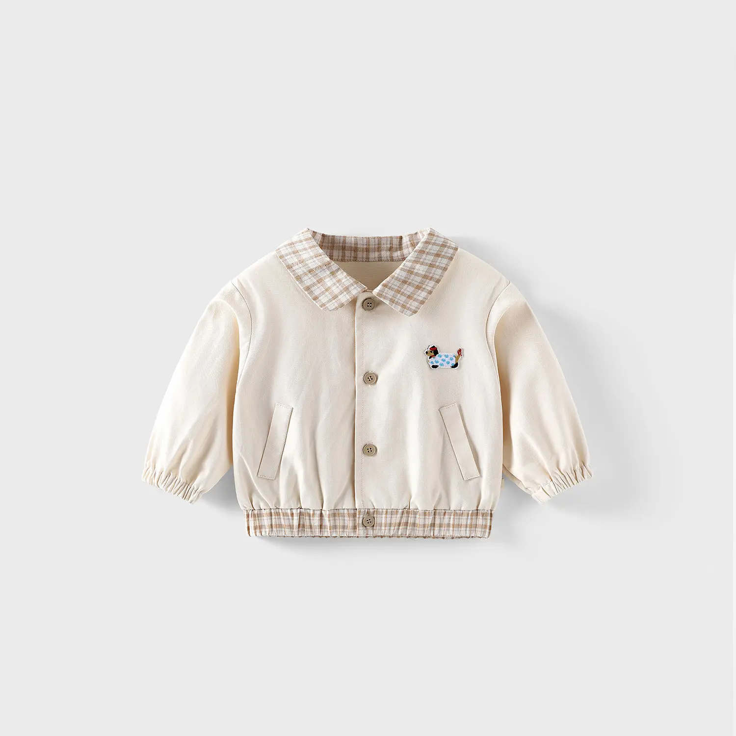 Children's Labeling Coat 2025 New Autumn Boys' Korean Edition Splicing Grid Baseball Jacket Trendy Baby Fashion Autumn Dress