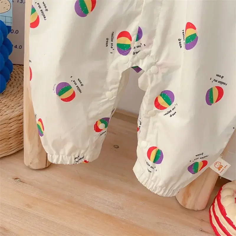 2025 Autumn Newborn Toddler Baby Romper - Cartoon Bear One-Piece Infant Jumpsuit for Boys, Full Sleeve, 100% Cotton, 0-24M