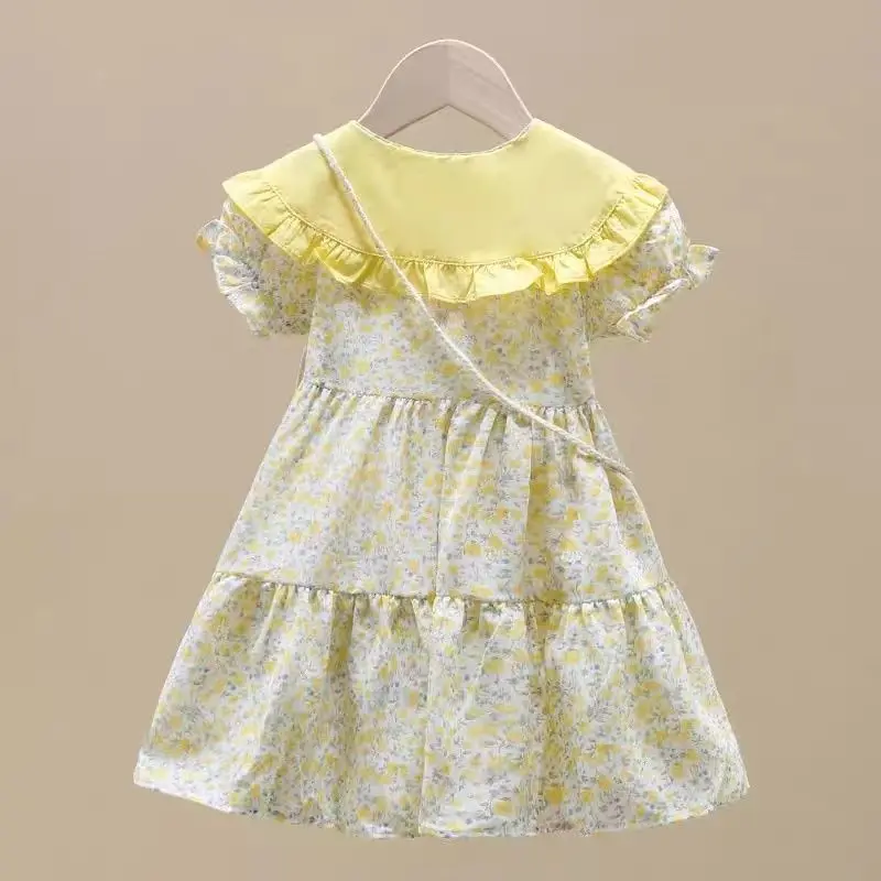 Girls' Summer 2025 Trendy Floral Princess Dress: Cute & Elegant Kids' Fashion Ages 3-13
