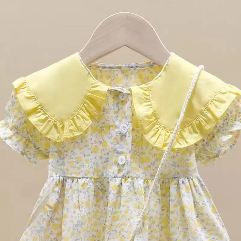 Girls' Summer 2025 Trendy Floral Princess Dress: Cute & Elegant Kids' Fashion Ages 3-13
