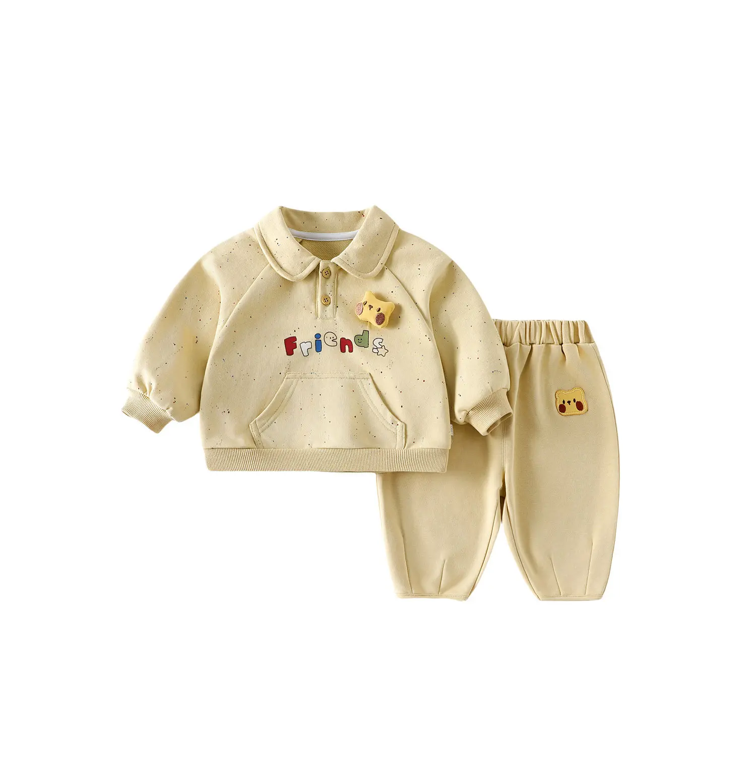 Children's Doll Set 2025 New Autumn Boys' Korean Edition Letter Hoodie Baby Labeling Pants Two Piece Set