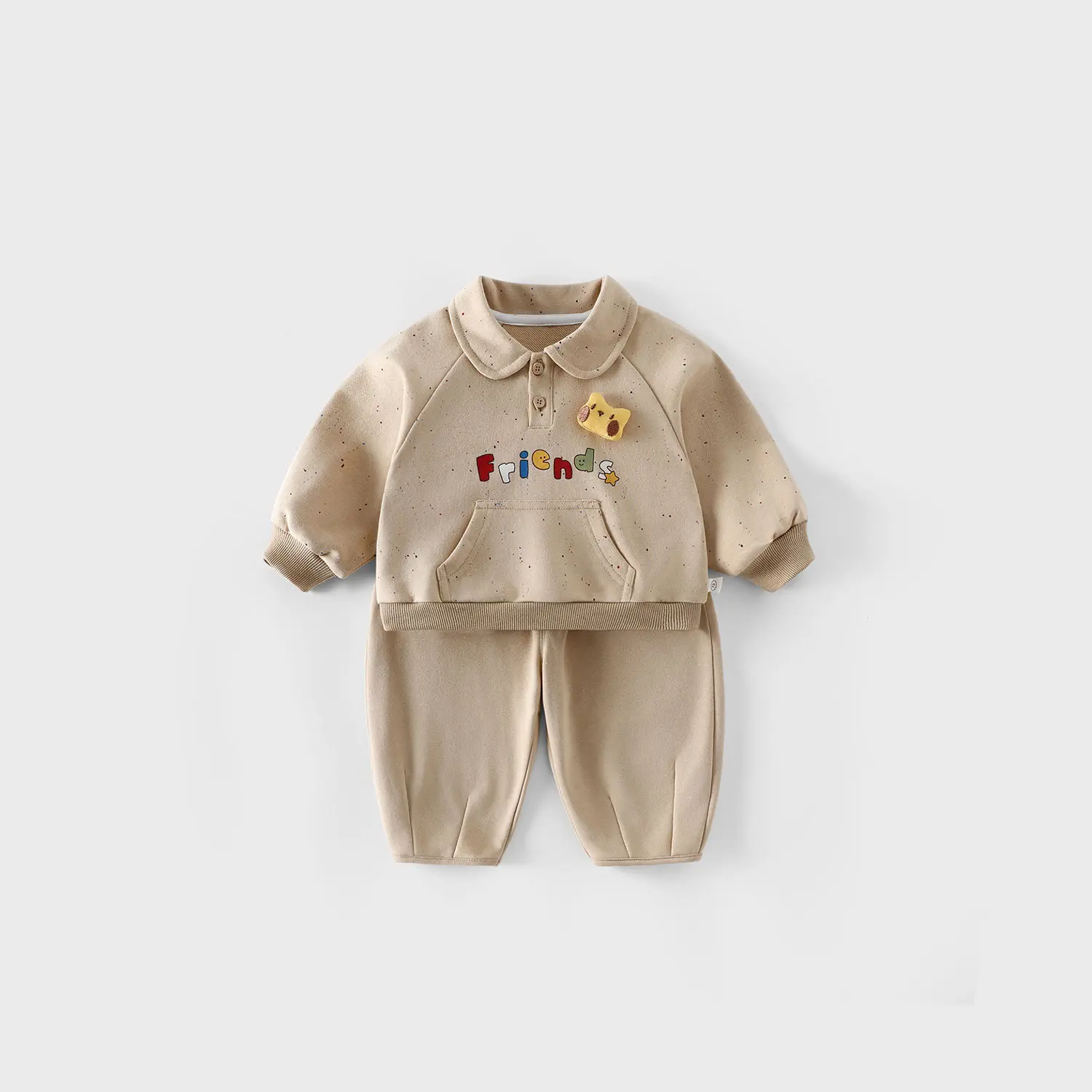 Children's Doll Set 2025 New Autumn Boys' Korean Edition Letter Hoodie Baby Labeling Pants Two Piece Set
