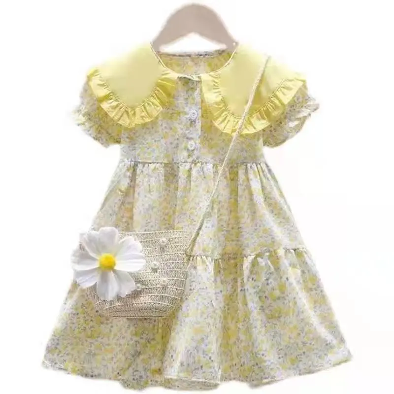 Girls' Summer 2025 Trendy Floral Princess Dress: Cute & Elegant Kids' Fashion Ages 3-13