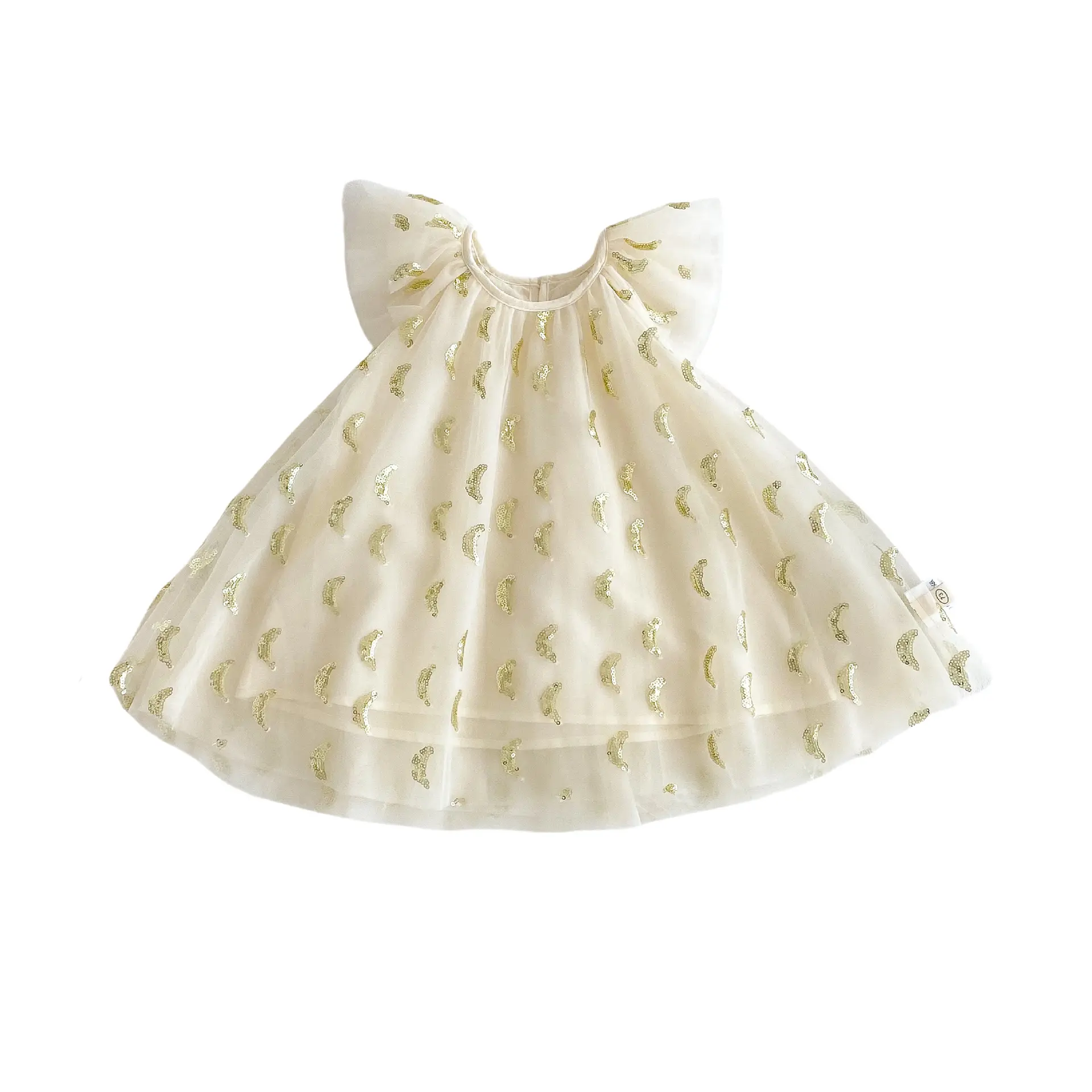 Girls' sequin dress 2025 new summer baby girl Korean version mesh princess dress trendy children's flying sleeve skirt