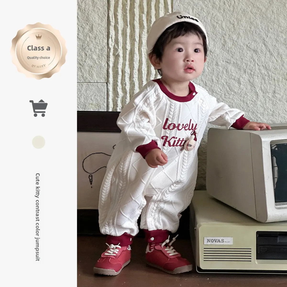 Baby Cute Jumpsuit 2025 Spring and Autumn New Outing Baby Letter Crawler Clothing Children's Western Style Long Sleeved Jumpsuit