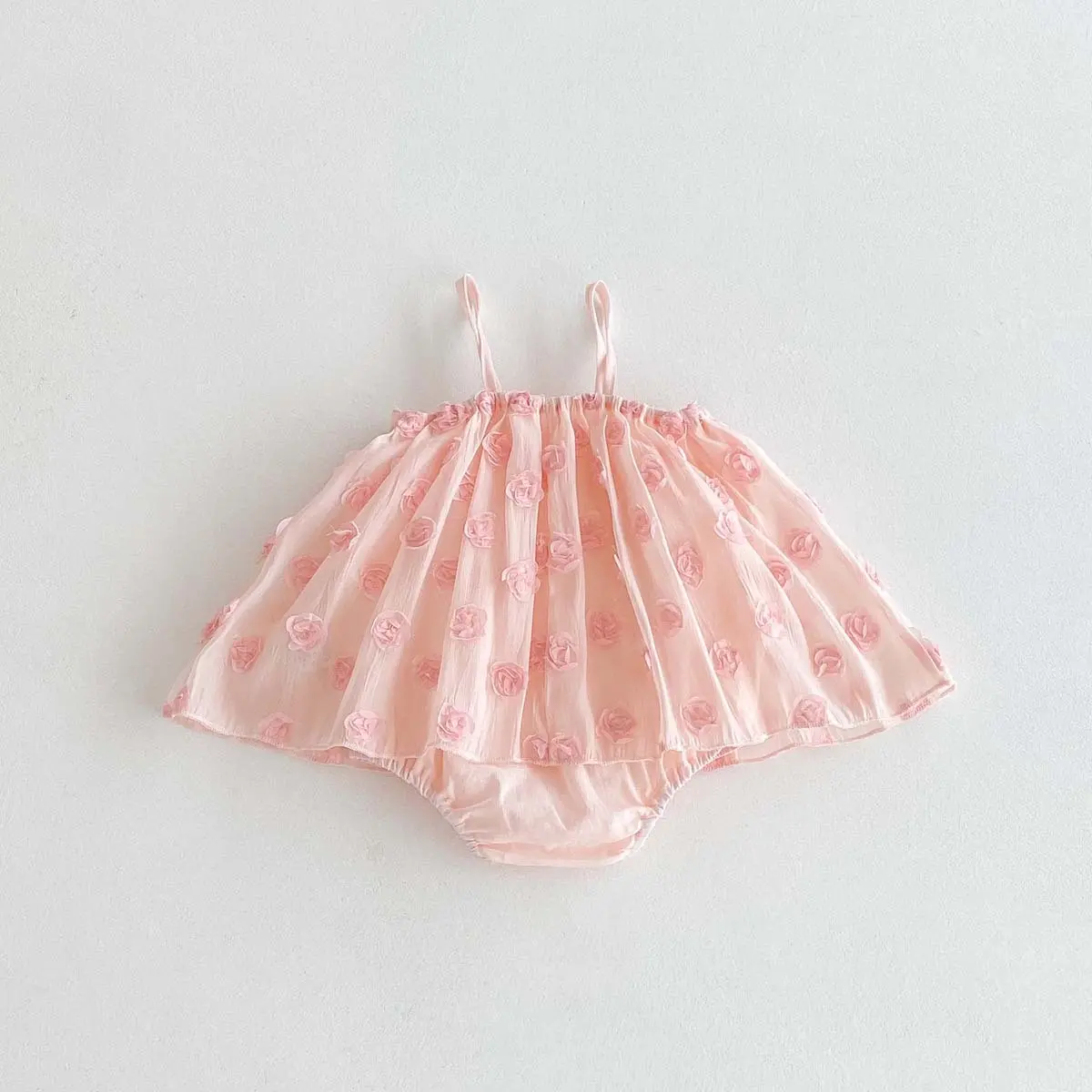 Summer New Suspender Bag Fartha Dress Thin Pink Embroidered Jumpsuit Baby Children Baby Full Moon Princess Dress