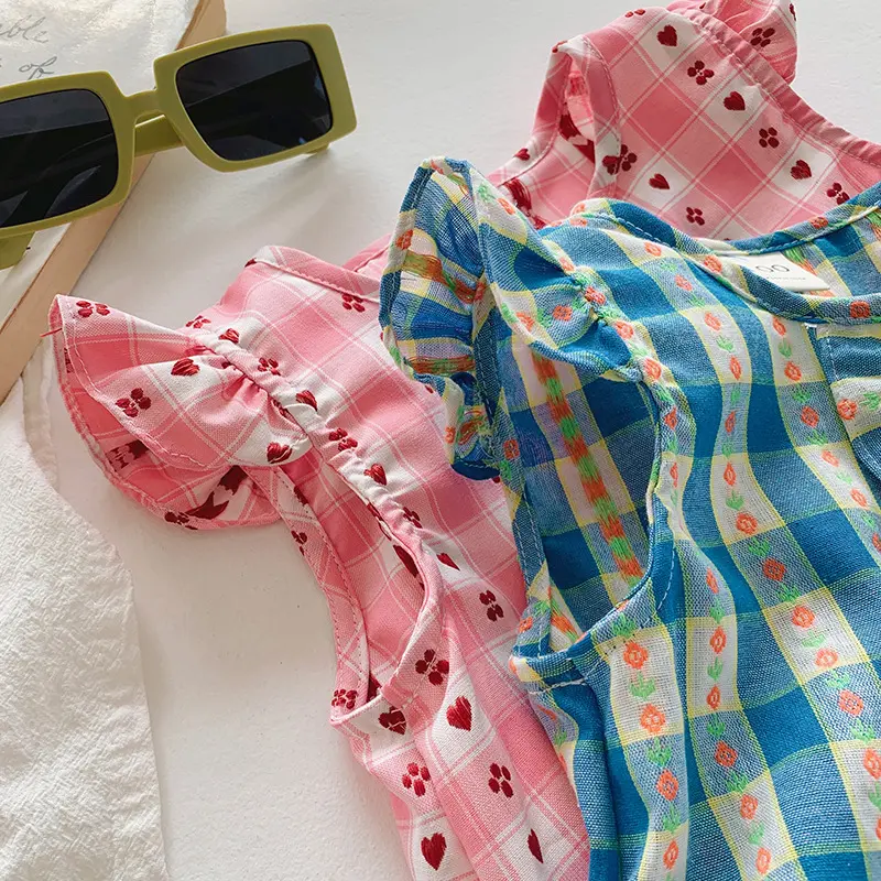 2025 Summer New Korean Children's Clothing Girls' Dress Checkered Skirt Children's Cake Skirt Princess Skirt