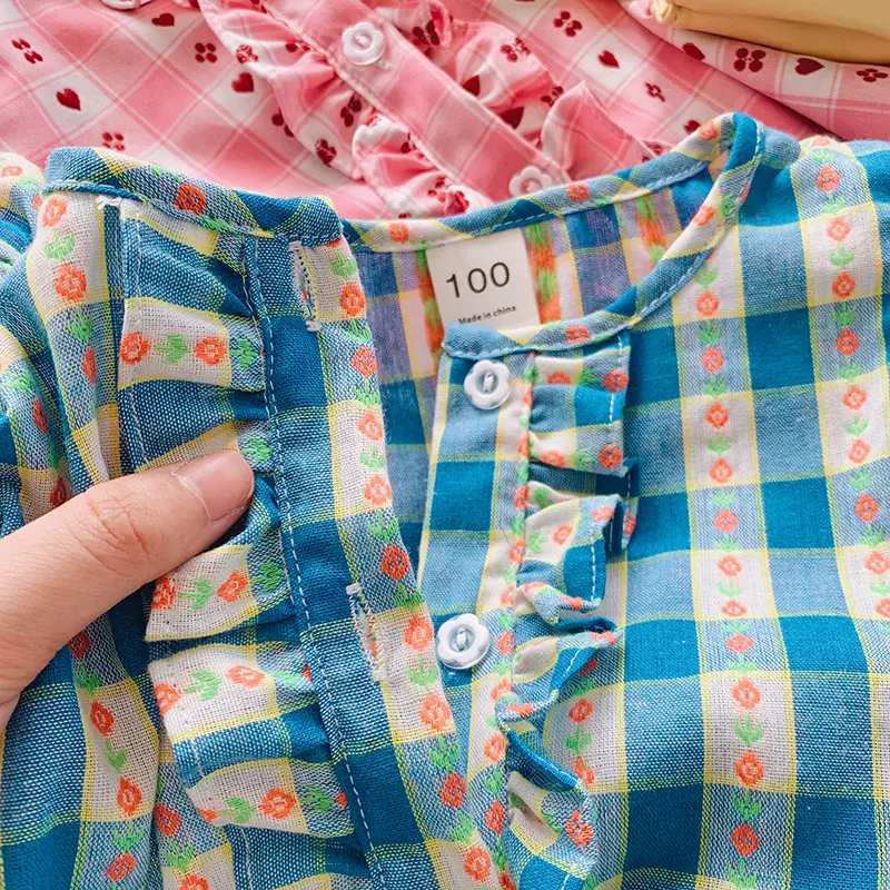 2025 Summer New Korean Children's Clothing Girls' Dress Checkered Skirt Children's Cake Skirt Princess Skirt