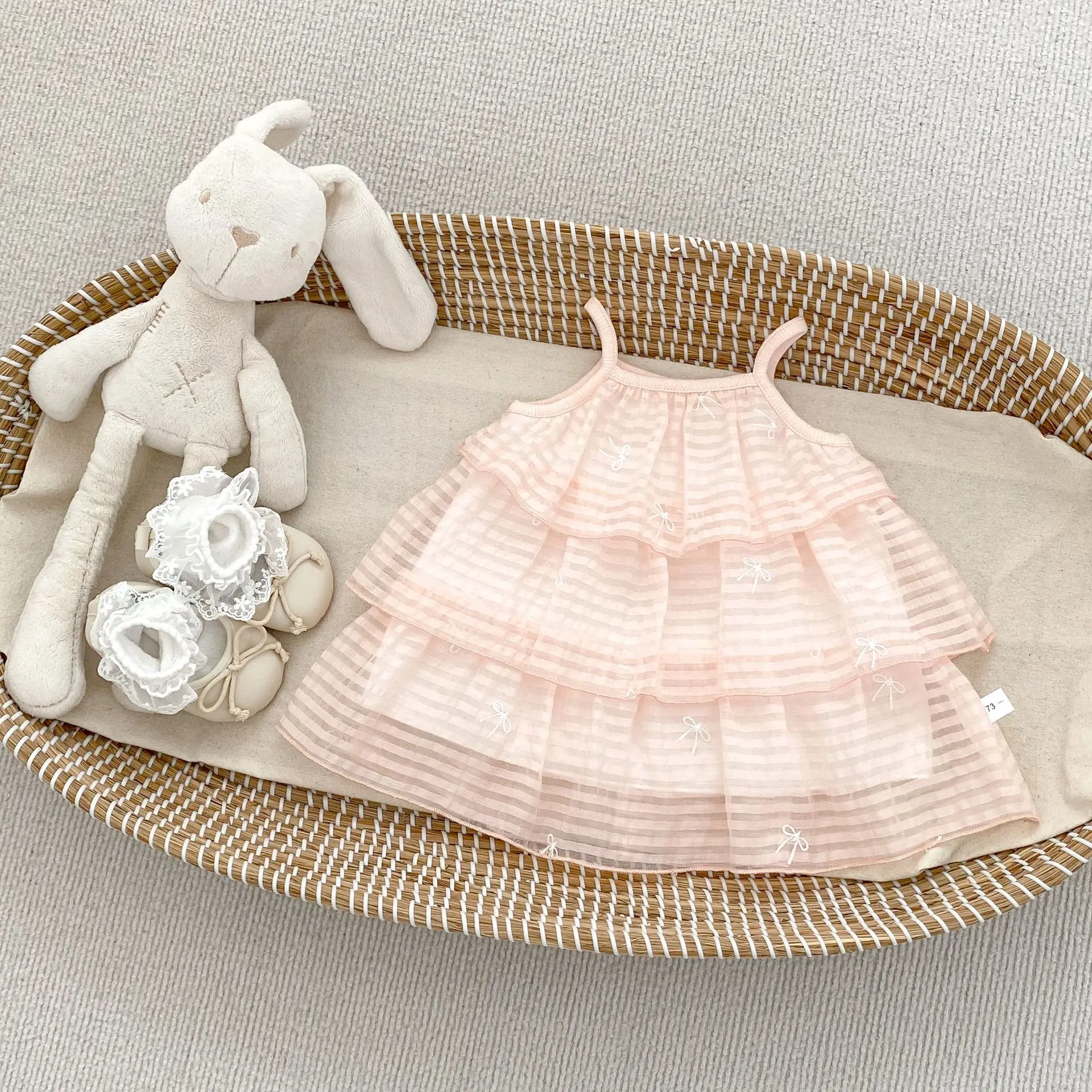 INS New Girls' Suspender Cake Dress, Fashionable Bow Princess Dress, Baby Girl's Stylish Summer Dress