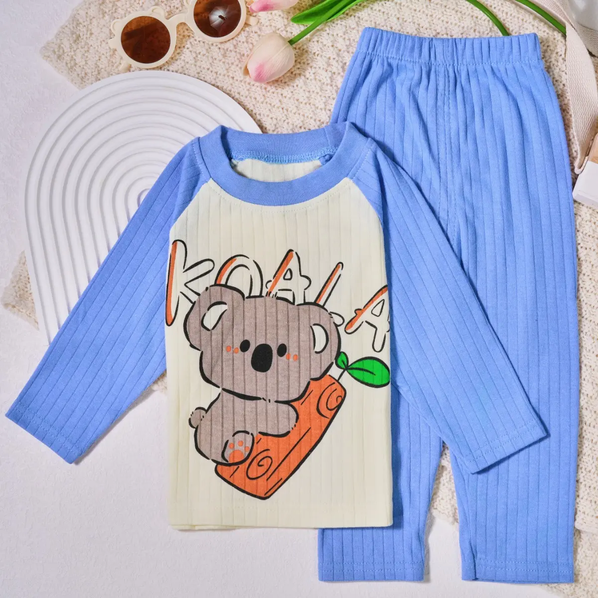 2025 Spring New in Kids Baby Girls Boys Coton 100% Clothing Set 2pcs 3M-6Y , Children Cartoon Top + Pants Toddler Homewear
