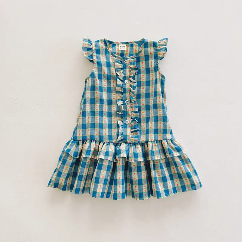 2025 Summer New Korean Children's Clothing Girls' Dress Checkered Skirt Children's Cake Skirt Princess Skirt