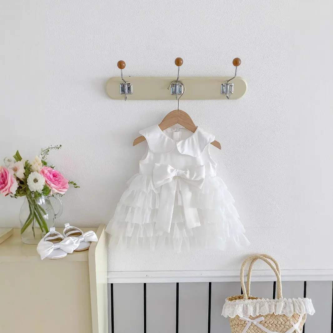 Girls' Dress, Summer New Style, Sweet Princess Dress for Baby Girls, Stylish Doll Collar, Cake Skirt, Children's Vest Skirt