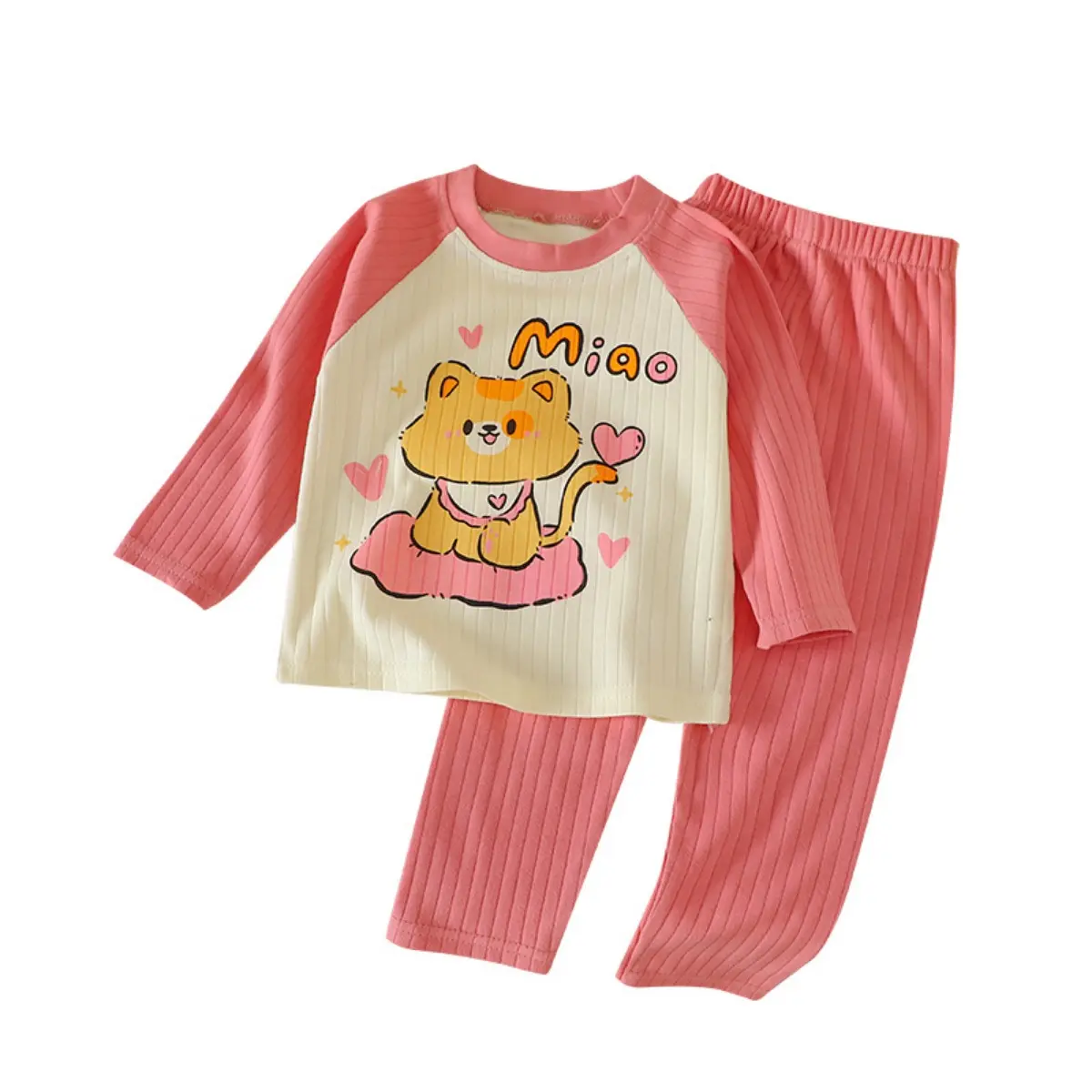 2025 Spring New in Kids Baby Girls Boys Coton 100% Clothing Set 2pcs 3M-6Y , Children Cartoon Top + Pants Toddler Homewear