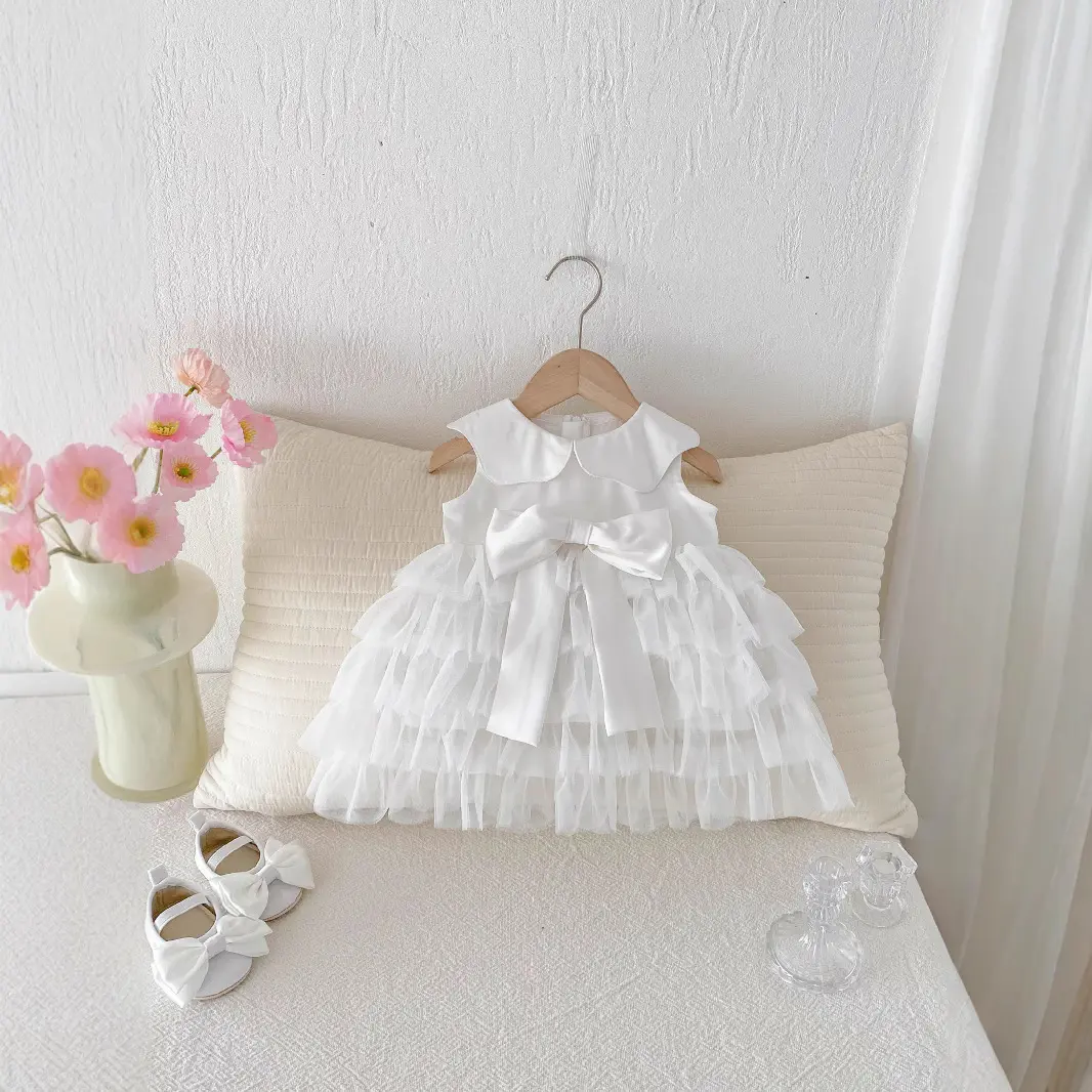 Girls' Dress, Summer New Style, Sweet Princess Dress for Baby Girls, Stylish Doll Collar, Cake Skirt, Children's Vest Skirt