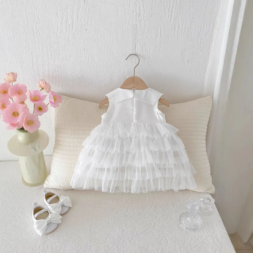 Girls' Dress, Summer New Style, Sweet Princess Dress for Baby Girls, Stylish Doll Collar, Cake Skirt, Children's Vest Skirt