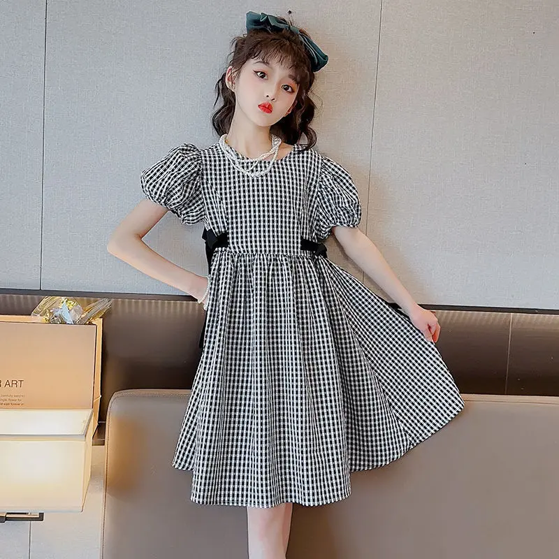 Girls' Summer Princess Gown: Elegant Kids' A-Line DressLace Trim & Floral PrintFashion Perfect for Girls’ Summer Wear