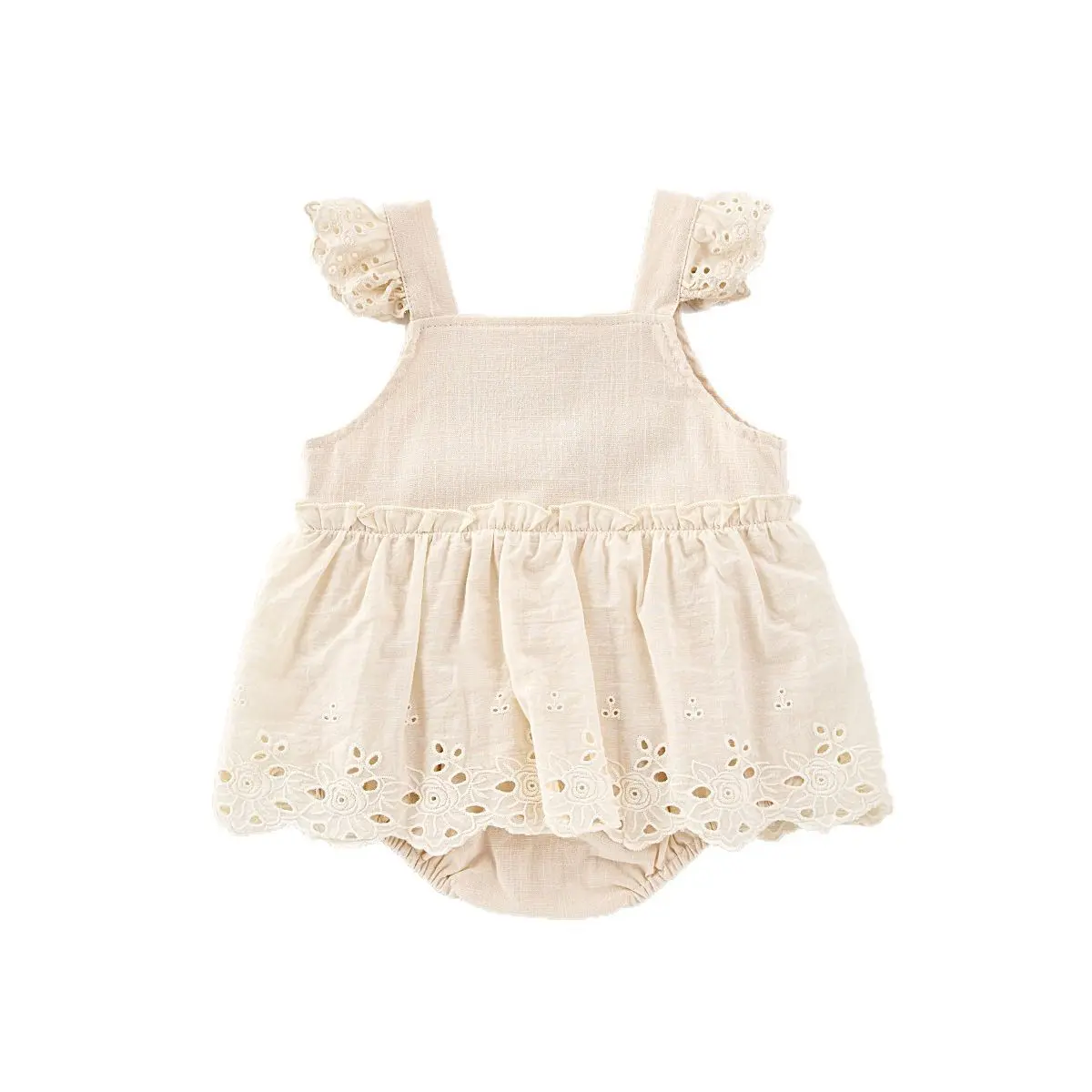 INS Summer Embroidered Lace Camisole for Infants and Young Children, Dress for Girls, Jumpsuit for Outdoor Climbing