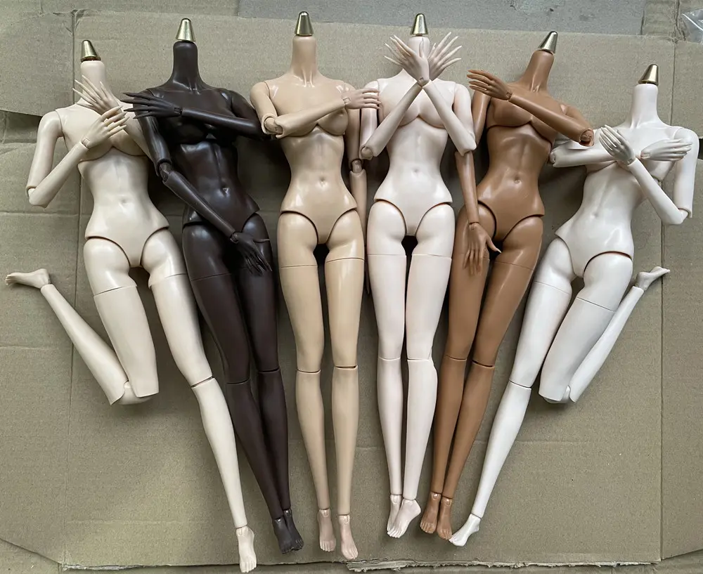 2023 New MENGF 26 Joints Body Replacement Hands With Long Nails For 1/6 Super Model Doll Yoga Joints Body Black White Skin Tone