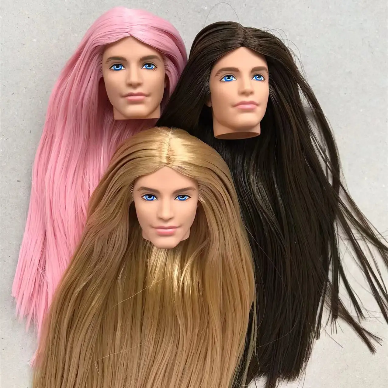Rare Collection Doll Head Princess Black Skin Tone White Hair Prince Ken Heads Girl DIY Dressing Hair Toys Favorite Collections