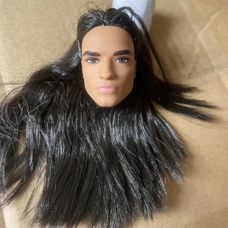 Rare Collection Doll Head Princess Black Skin Tone White Hair Prince Ken Heads Girl DIY Dressing Hair Toys Favorite Collections