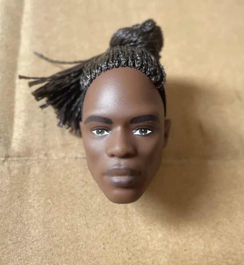 Rare Collection Doll Head Princess Black Skin Tone White Hair Prince Ken Heads Girl DIY Dressing Hair Toys Favorite Collections