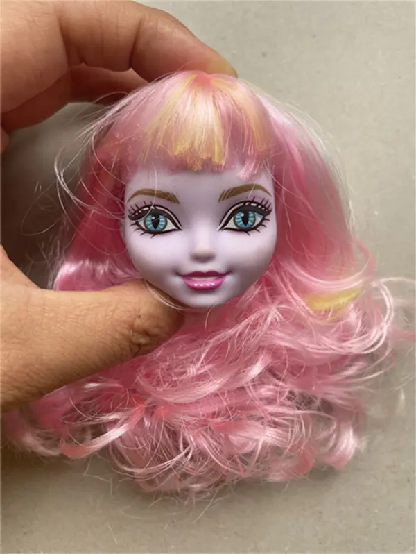Colorful Small 1/6 Doll Wig High Quality DIY Doll Dressing Parts Black Green Pink Purple Doll Hair Wig Bald Doll Head Decoration