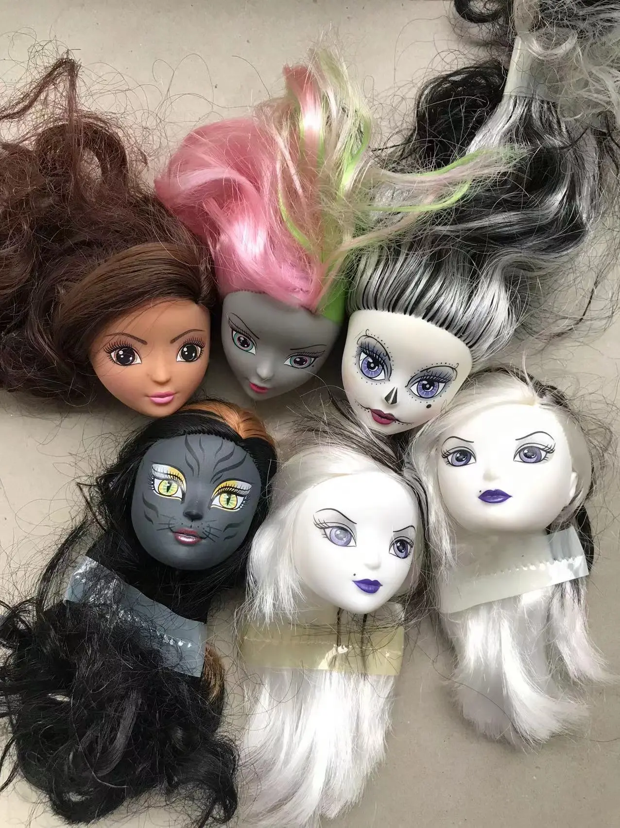 Original Doll Joints Movable Body White Gray Black Green Blue Doll Parts Cat Doll Heads White Black Yellow Skin Doll Heads