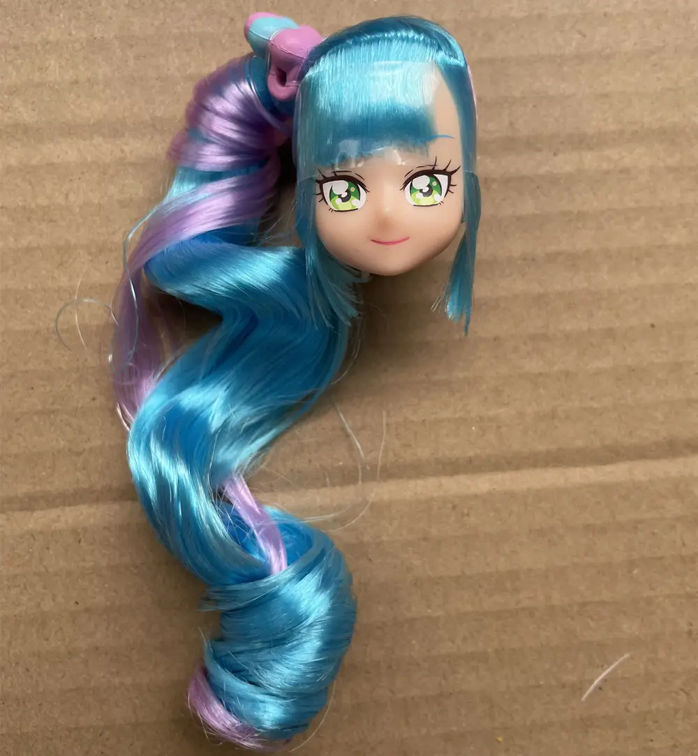 Licca 3D Head Planted Hair Braid BOBO Blue Hair Toy Cartoon Doll Girls DIY Dressing Hair Toys Collection Cute Doll Head