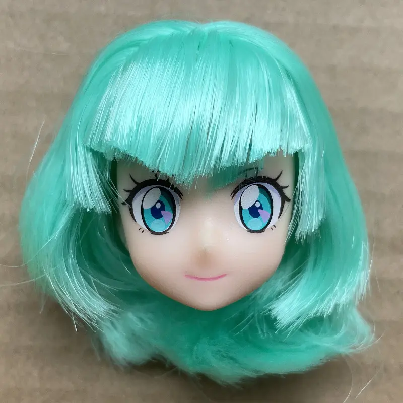 Licca 3D Head Planted Hair Braid BOBO Blue Hair Toy Cartoon Doll Girls DIY Dressing Hair Toys Collection Cute Doll Head