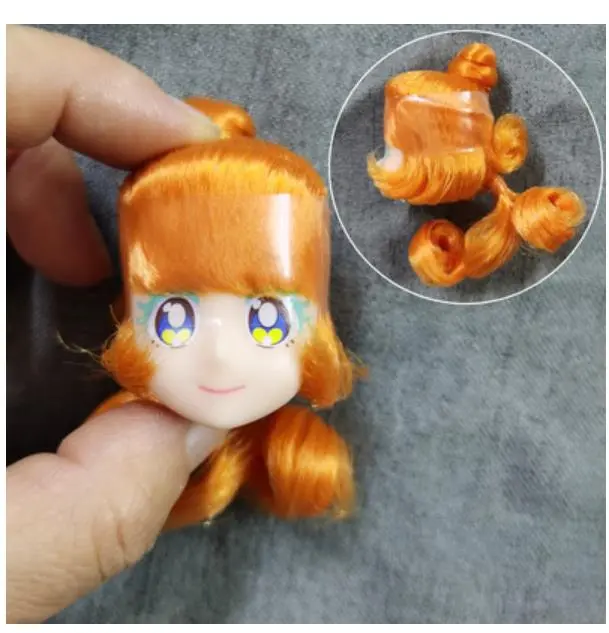 Rare Limited Edition Licca Head Braid BOBO Blue Pink Yellow Hair Cartoon Doll Princess Boys Girls DIY Dressing Hair Doll Heads