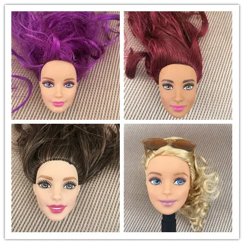Colorful Hair Doll Heads Black Skintone Quality Collection Smooth Makeup Doll Heads DIY Accessories Girl Gift