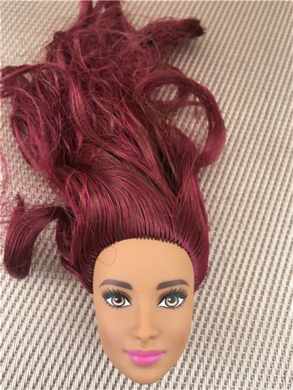 Colorful Hair Doll Heads Black Skintone Quality Collection Smooth Makeup Doll Heads DIY Accessories Girl Gift