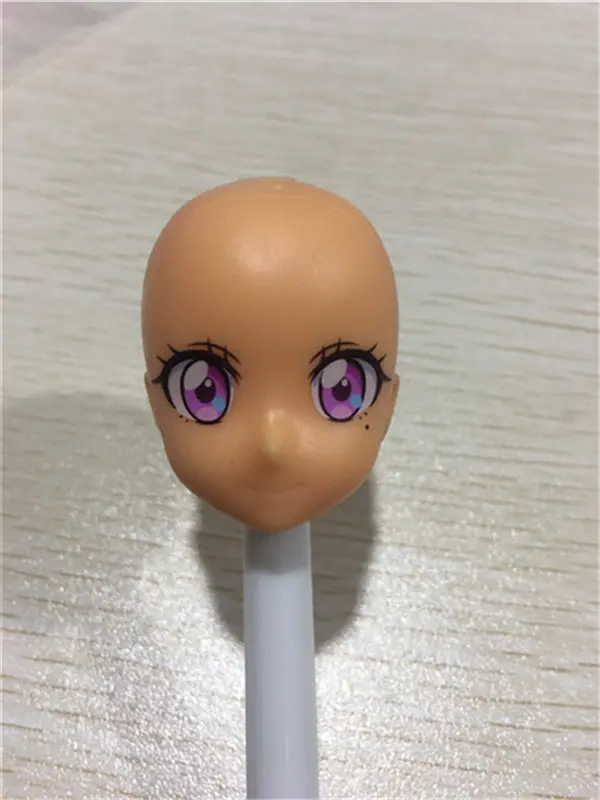 Original Licca Kurhn Doll Head No Hair Cartton Anime Princess Heads DIY Plants Hair Head for 1/6 Doll Girls Doll Accessories