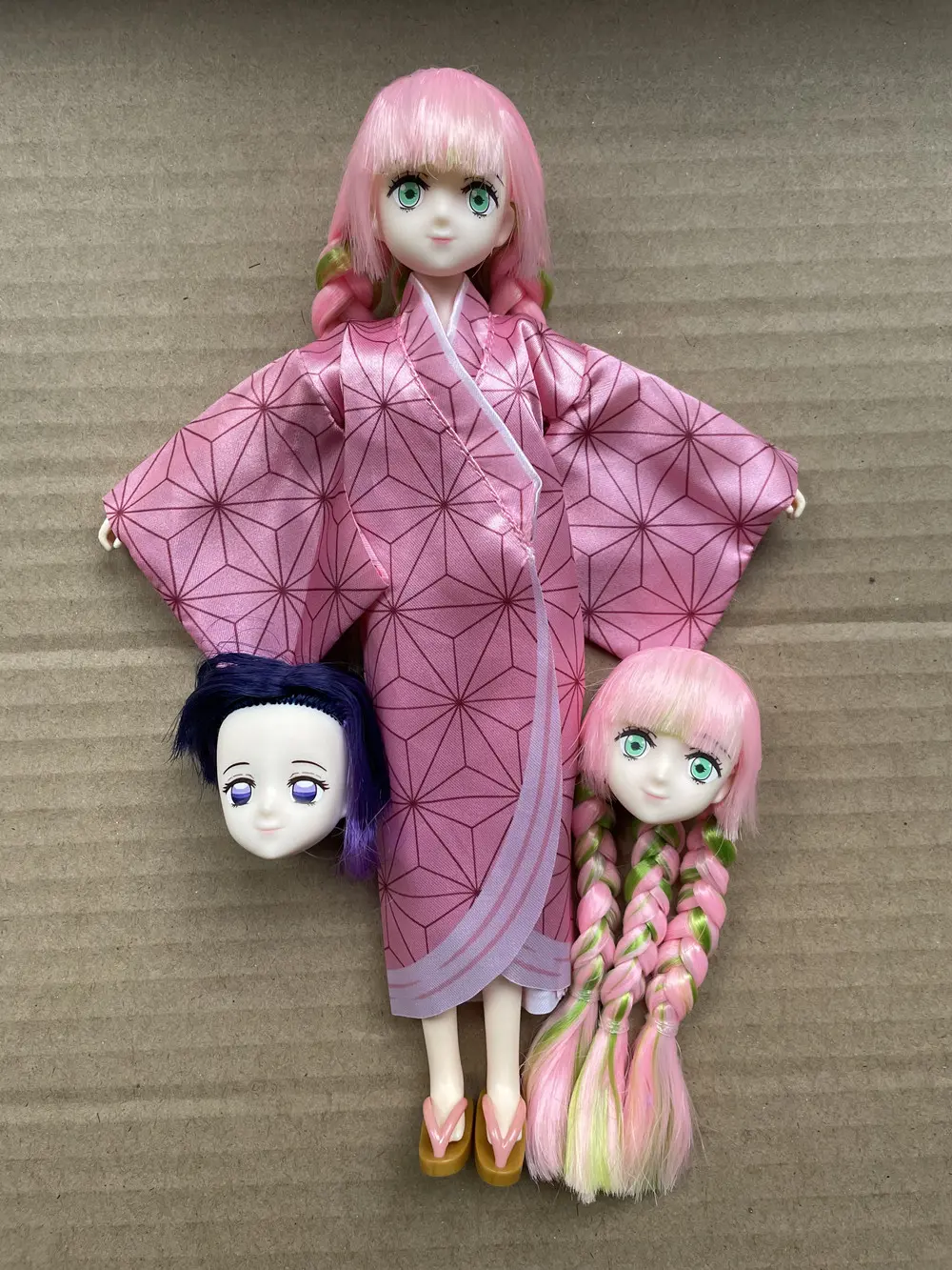 Blyth Licca Head Plant Hair Braid BOBO Blue Hair Toy Cartoon Doll Girls DIY Dressing Hair Toys Collection Cute Doll Head