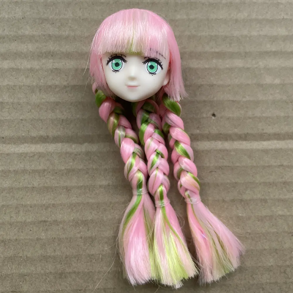Blyth Licca Head Plant Hair Braid BOBO Blue Hair Toy Cartoon Doll Girls DIY Dressing Hair Toys Collection Cute Doll Head