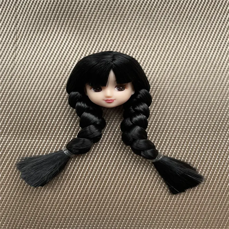 Blyth Licca Head Plant Hair Braid BOBO Blue Hair Toy Cartoon Doll Girls DIY Dressing Hair Toys Collection Cute Doll Head