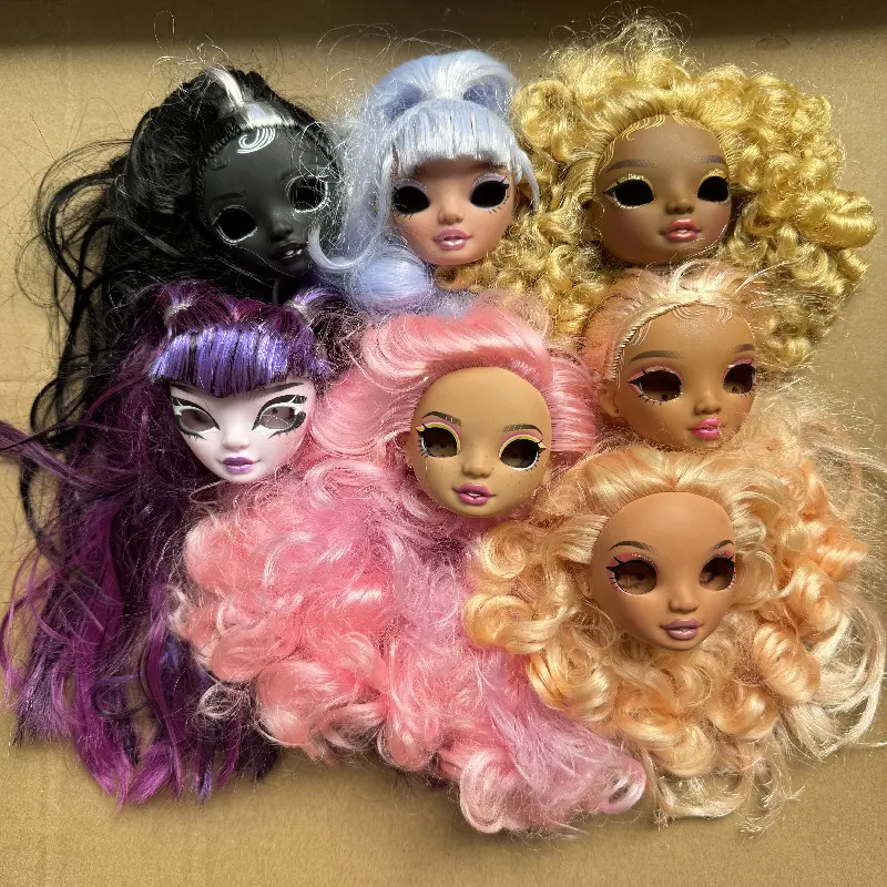 New Mermaid Rainbow Doll Heads Colorful Hair Sparkly Doll Eyes Original Doll Replacement Eyes Balls High Quality Doll DIY Parts
