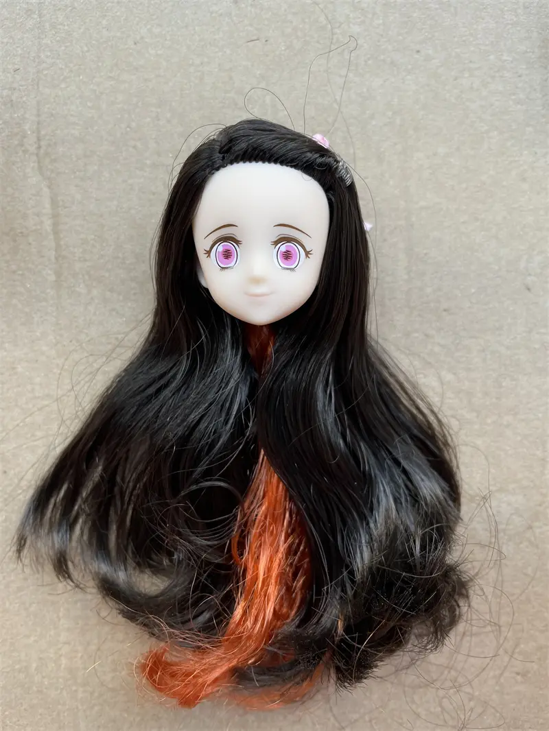 Anime Licca Doll Heads Colorful Long Hair Makeup Doll Parts Kids Learning Hair Dressing Doll Heads Jenny Licca Doll Accessories