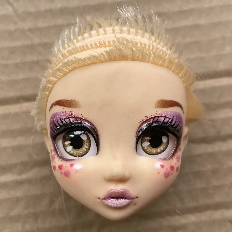 Colorful Hair Doll Heads With Sparkly Glass Eyes Girl Collection Doll Parts Gold Purple Blue White Hair Doll Heads Accessories