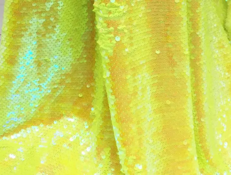 1 Yard Width140cm Lemon Yellow Sequins Fabric For Dress Clothes Cushion Covers Runners Bags Decors