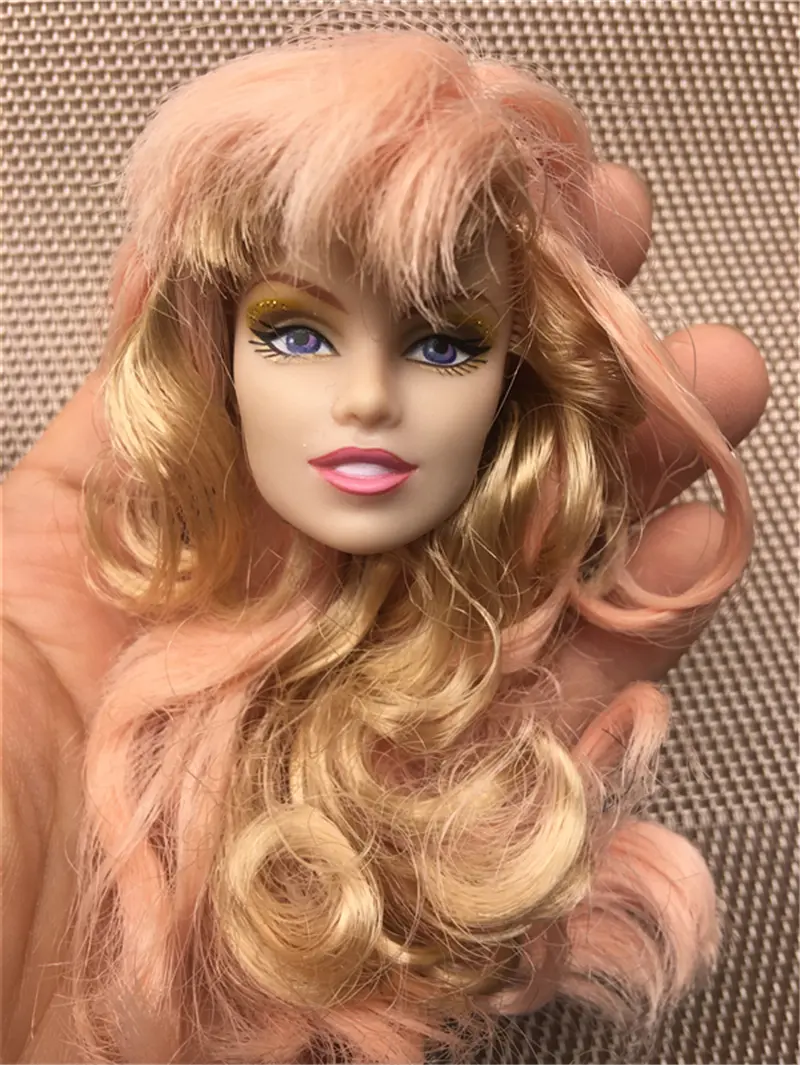 Rare Antique Collection Fashion Loyalty Intergrity Gold Jem Girl Doll Head FR/IT Head with Hair Gift Dressing Toy Head