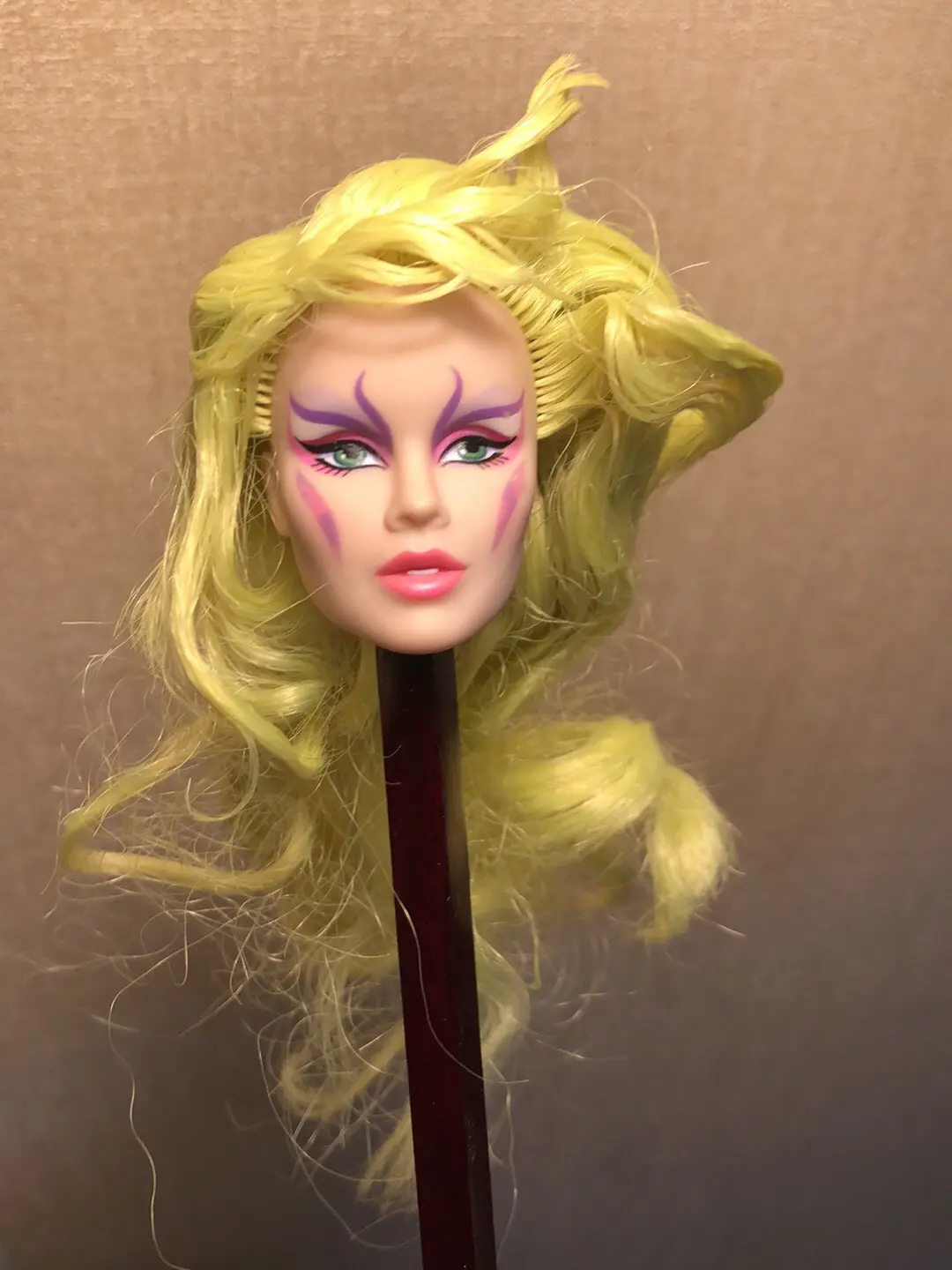 Rare Antique Collection Fashion Loyalty Intergrity Gold Jem Girl Doll Head FR/IT Head with Hair Gift Dressing Toy Head